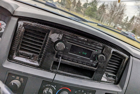 Carbon Fiber Radio Bezel Overlay for 2006-2008 Dodge Ram